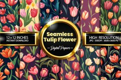 Seamless Tulip Flowers Digital Papers, Flowers Pattern Product Image 1
