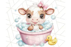 Farm Animal Babies in Bubble Bath PNG, Nursery Clipart Product Image 5