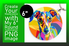 Abstract Dog Art for Round Design Keychain Sublimation Product Image 1