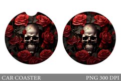 Skull Car Coaster Design. Skull and Rose Car Coaster Product Image 1