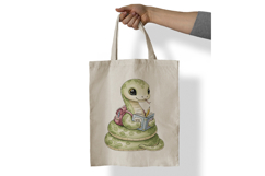 Cute Snake with Backpack, Book, and Pencil Watercolor PNG Product Image 6