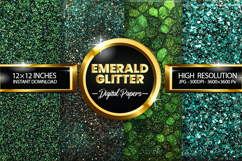 Emerald Glitter Digital Papers - 04 variations Product Image 1