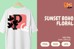 Sunset Boho Floral Monogram Product Image 1