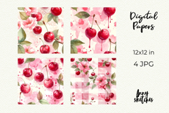 Cherry Coquette Digital Paper Cute Floral Seamless Pattern Product Image 2