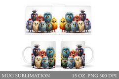 Funny Birds Mug Design. Cute Birds Mug Sublimation Product Image 1