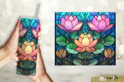 STAINED GLASS LOTUS flower sublimation tumbler wrap png Product Image 2