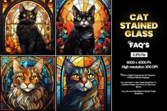 Cat Stained Glass Square Coaster - 04 Variations Product Image 1