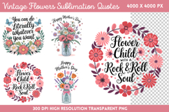 Vintage Flowers Sublimation PNG Product Image 1