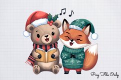 Woodland Christmas Watercolor Clipart PNG Product Image 1