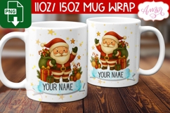 Custom Christmas mug wrap PNG, Cute Santa mug PNG Product Image 3
