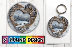 PNG Sublimation Round Design 3D Heart Frame Holiday Scene Product Image 1