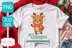 Winter Wonderland PNG, Cute reindeer sublimation design Product Image 4