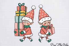 Cute Pink Christmas Watercolor Clipart PNG Product Image 1