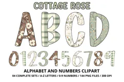 Cottage Floral Alphabet PNG Letters & Numbers 300DPI Product Image 1