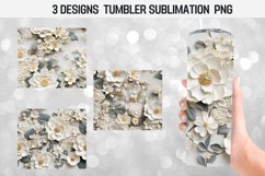 BUNDLE 3D Flowers Skinny Tumbler Wrap Sublimation Design PNG Product Image 4