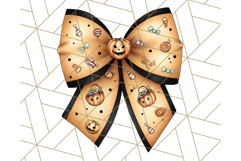 Muted Halloween Bow Clipart, Fall Ribbon PNG Autumn Hair Bow Product Image 5
