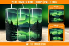 Northern Lights Tumbler Wrap Designs, Sublimation Wrap Product Image 1