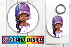 Blissful Car Coaster Round PNG, Black Woman Product Image 1