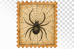 Halloween Tarantula Spiderweb Stamp PNG Product Image 1