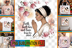 Joyful Tote Bag Ideas PNG, Praying Woman Product Image 1