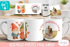 Valentines Photo Mug Wrap template, Cute gnomes PNG Product Image 2