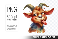 Cute Goat , Animal Sublimation Clipart PNG Product Image 1