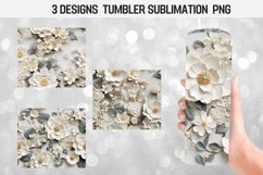 20 oz Tumbler Wrap 3D Flowers Sublimation Design PNG Product Image 1