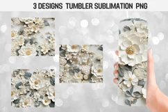 20 oz Tumbler Wrap 3D Flowers Sublimation Design PNG Product Image 1
