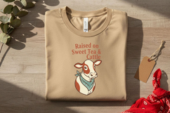Raised on Sweet Tea &amp; Cattle Png Western Cowgirl Sublimation Product Image 3