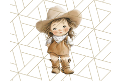 Cowgirl Baby Clipart PNG, Cute Toddler Western Outfit Art Product Image 5
