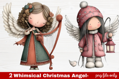 2 Whimsical Christmas Angel Clipart | Cute Holiday Angel PNG Product Image 1