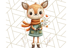 Cozy Autumn Animal Clipart, Fall Forest Critters PNG Product Image 5
