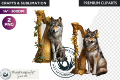 Watercolor Mystic Wolf Fantasy Clipart animal PNG Graphics Product Image 1