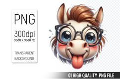 Funny Horse Clipart PNG, Sublimation Horse Design Product Image 1