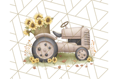 Fall Tractor Clipart PNG, Vintage Tractors With Pumpkins Product Image 5