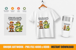 Funny Fishing with Crocodile Dad PNG Art Product Image 1
