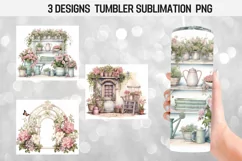 Watercolor Shabby Chic Tumbler Wrap Sublimation Design Product Image 1
