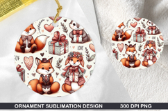 Fox Holding Stained Glass Ornament PNG,Digital Download File Product Image 1