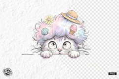 Summer Cat Peeking Clipart Product Image 1