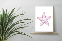 Pink Purple Sea Star Underwater Animal Watercolor PNG Summer Product Image 2