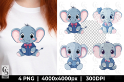 Adorable Baby Elephant Kawaii Animal Clipart Sublimation PNG Product Image 1