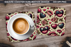 Valentine Coaster Sublimation, Valentine Coaster PNG Design Product Image 1