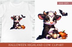 halloween Highland Cow Clipart, halloween Cow sublimation Product Image 1