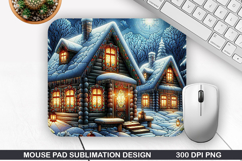House Mouse Pad Sublimation, Christmas Mouse Pad PNG Product Image 1