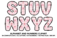 Coquette Bow Patchwork Alphabet PNG Letters &amp; Numbers 300DPI Product Image 4