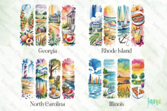 Summer 50 States Brushstroke USA Clipart Product Image 1