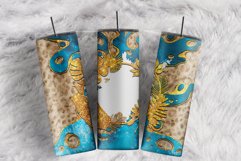 Custom Name Blue Gold Marble Leopard Print 20oz tumbler wrap Product Image 1