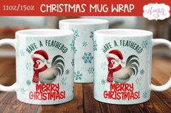 Funny Christmas mug wrap PNG, Christmas rooster coffee mug Product Image 3