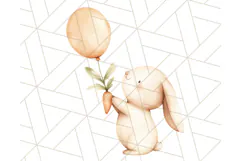 Spring Bunnies PNG Watercolor Bunny Clipart, Pastel Easter Product Image 5