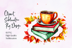 Pumpkin Books Coffee Autumn Sublimation PNG Product Image 1
